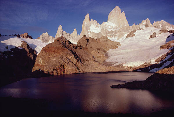 Feb0514 Poster featuring the photograph Fitzroy Massif Surise Los Glaciares by Tui De Roy