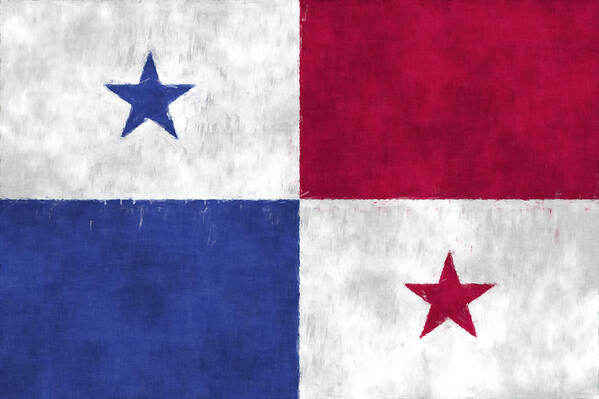 Central America Poster featuring the digital art Flag of Panama by World Art Prints And Designs