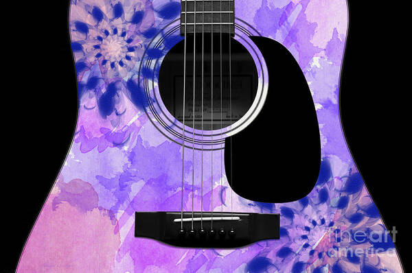 Abstract Poster featuring the digital art Floral Abstract Guitar 27 by Andee Design