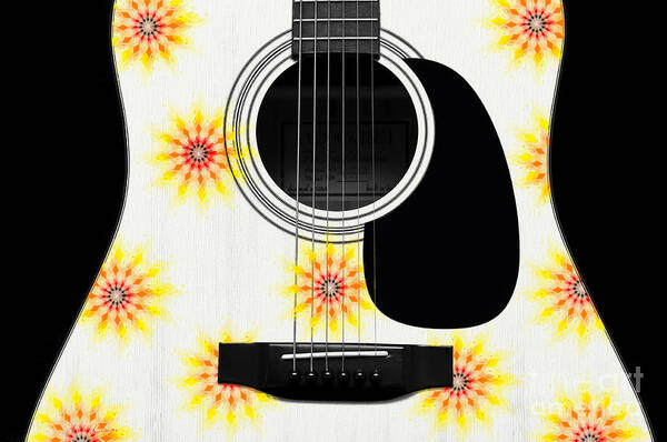 Abstract Poster featuring the digital art Floral Abstract Guitar 9 by Andee Design