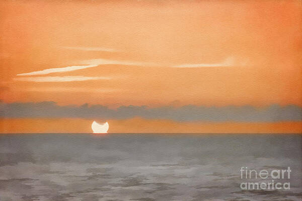 Sunset Poster featuring the digital art Florida Sunset in Gray by Jayne Carney