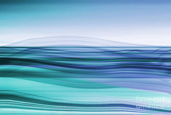 Abstract Poster featuring the digital art Flow - Cyan Blue by Hannes Cmarits