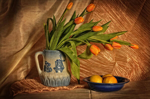 Still Life Poster featuring the photograph Flowers and Fruit by Mike Martin