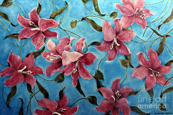 Flowers Poster featuring the painting Flowers in the Breeze by Marlene Robbins