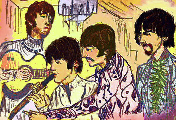  Beatles Life Music Poster featuring the digital art Flute Scene by Moshe Liron