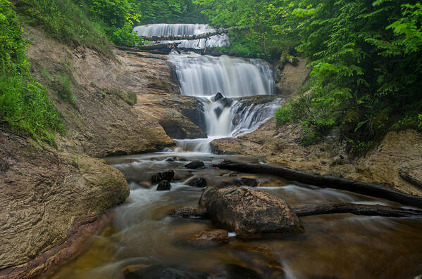 Waterfalls Poster featuring the photograph Foggy morning at Sable Falls by Gary McCormick