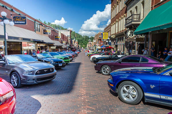 Ford Mustang Rally Poster featuring the photograph Ford Mustang Rally Deadwood SD by Debra Martz