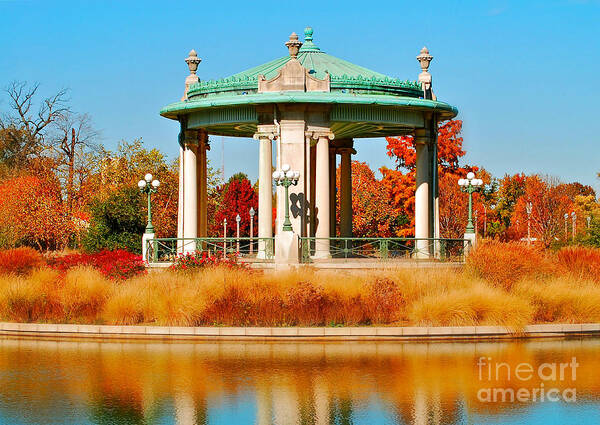 Landscape Poster featuring the photograph Forest Park Gazebo by Peggy Franz
