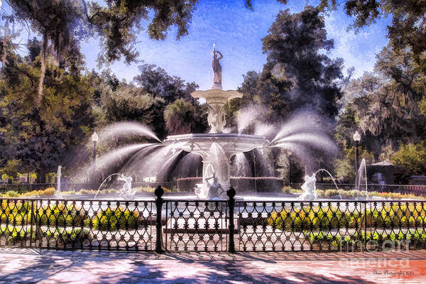 Fountain Poster featuring the photograph Forsyth Park Fountain by Linda Blair