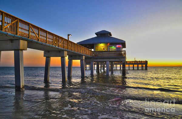 Seas Poster featuring the photograph Fort Myers Beach Pier 3 by Timothy Lowry