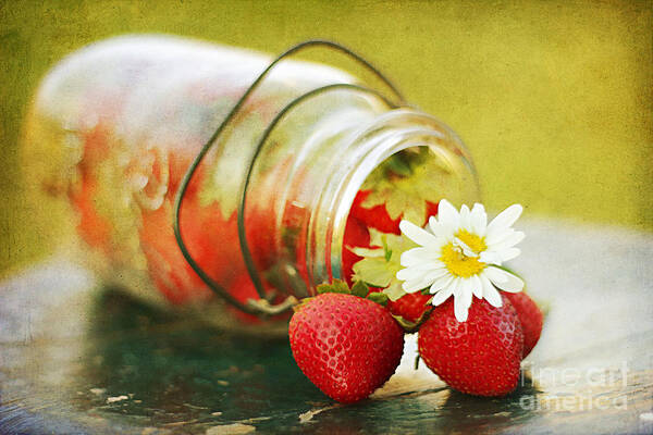 Mason Jar Poster featuring the photograph Fraises by Darren Fisher
