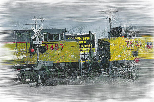 Train Poster featuring the photograph Freight Train Grunge by Steve Ohlsen