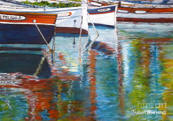 France Poster featuring the painting French Reflections - Sanary sur Mer France by Jackie Sherwood