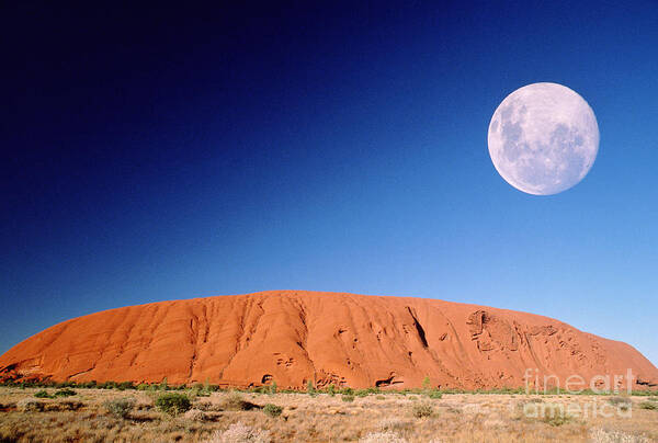Full Moon Poster featuring the photograph Full Moon Over Ayers Rock by Mark Newman