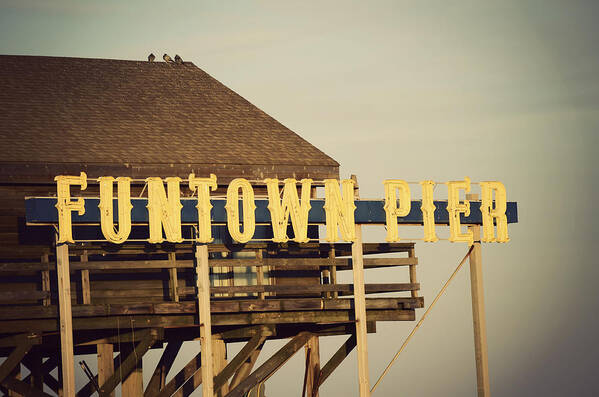 Funtown Pier Poster featuring the photograph FUNTOWN Vintage by Terry DeLuco