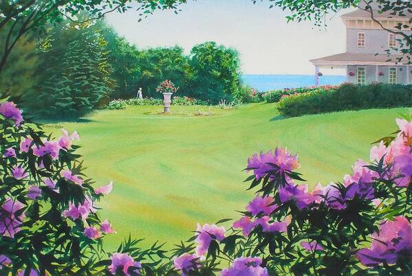 Watercolor Poster featuring the painting Garden by the Sea by Daniel Dayley