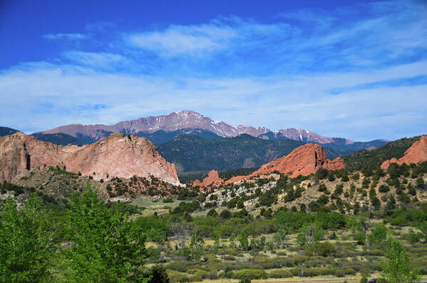 Scenics Poster featuring the photograph Garden Of The Gods With Pikes Peak by Dan Buettner