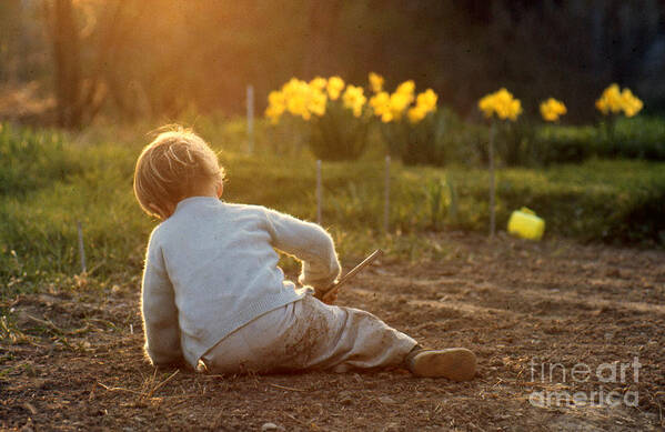 Child Poster featuring the photograph Gardener in Spring by Erik Falkensteen