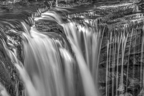 Ricketts Glen Poster featuring the photograph Gentle Falls in BW by Paul W Faust - Impressions of Light