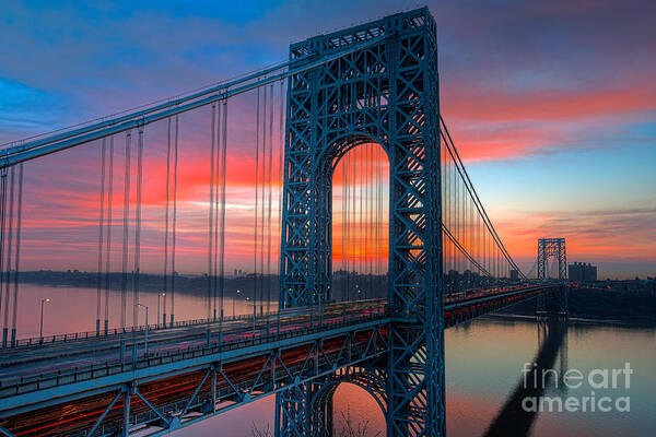 Clarence Holmes Poster featuring the photograph George Washington Bridge Sunrise I by Clarence Holmes