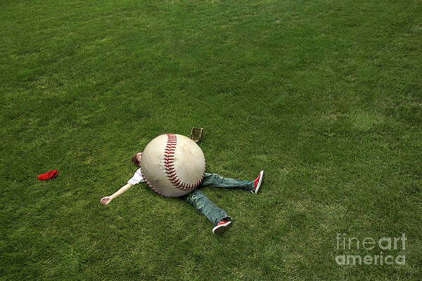 Baseball Poster featuring the photograph Giant Baseball by Diane Diederich