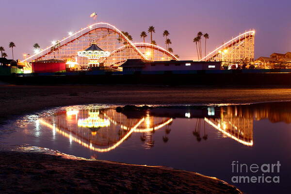 Roller Coaster Poster featuring the photograph Giant Dipper at Dusk by Theresa Ramos-DuVon