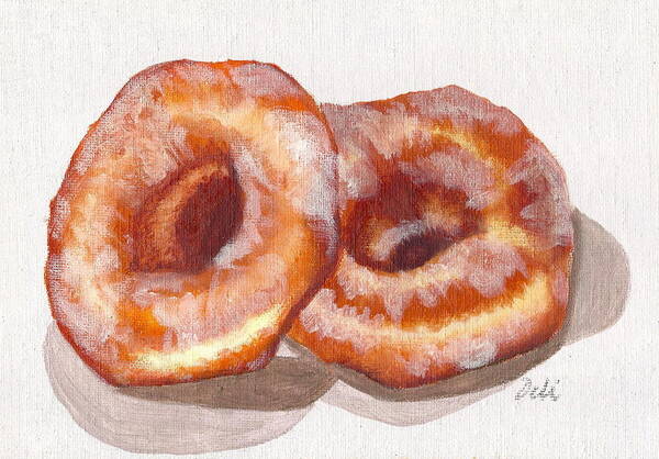Glazed Donuts Poster featuring the painting Glazed Donuts by Debi Starr