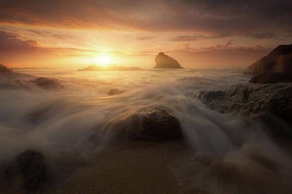 Seascape Poster featuring the photograph Glory Sun by Jean-joaquim Crassous