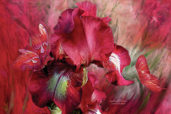 Iris Poster featuring the mixed media Goddess Of Passion by Carol Cavalaris