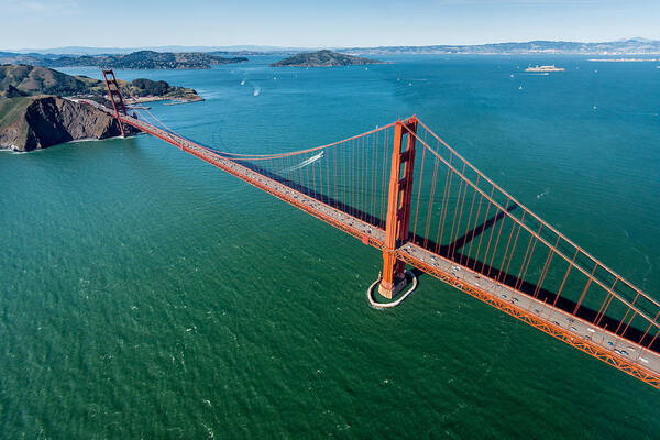 San Poster featuring the photograph Golden Gate Bridge Aloft by Steve Gadomski