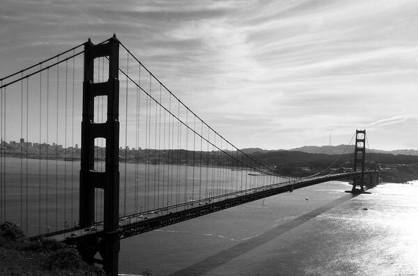 Golden Gate Bridge Poster featuring the photograph Golden Gate Bridge in Black and White by Frank Bright