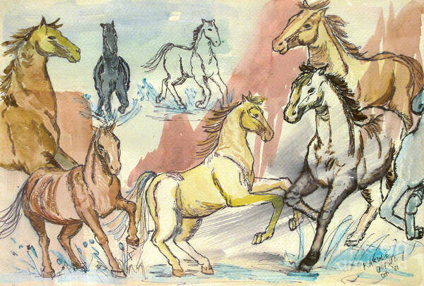 Horses Poster featuring the painting Golden Mare by Carol Oufnac Mahan