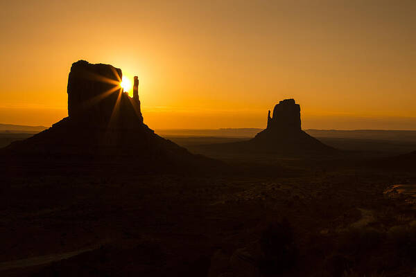 Sunrise Poster featuring the photograph Golden Sunrise Monument Valley by Garry Gay