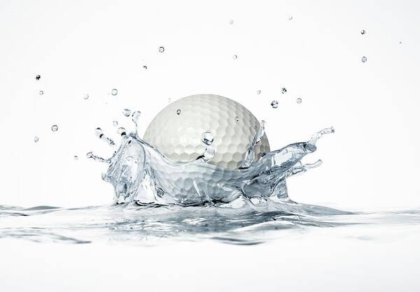 Artwork Poster featuring the photograph Golf Ball Splashing Into Water by Leonello Calvetti