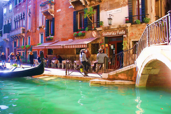 Venice Poster featuring the photograph Gondoliers on Break by Christiane Kingsley