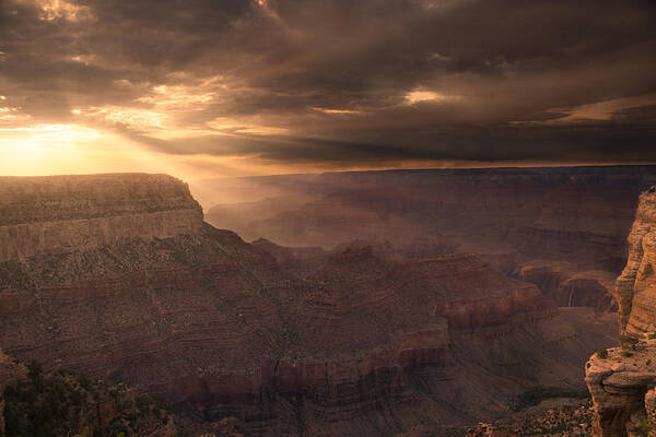 Grand Canyon Poster featuring the photograph Grand Canyon Red Sunset by Chris Bordeleau