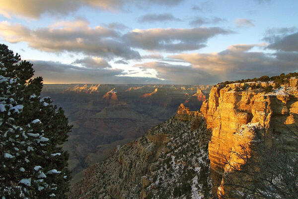Landscape Poster featuring the photograph Grand Canyon. Winter Sunset by Ben and Raisa Gertsberg