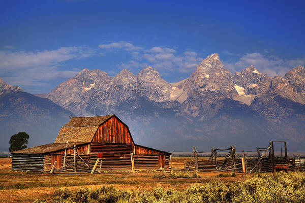 Mountains Poster featuring the photograph Grand Tetons From Moulton Barn by Alan Vance Ley