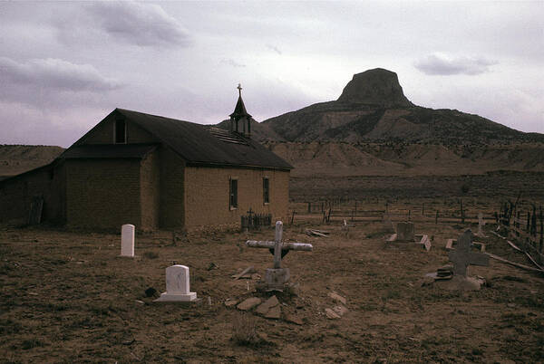 Graveyard Church Cabezon Peak Ghost Town Cabezon New Mexico 1971 Poster featuring the photograph Graveyard church Cabezon Peak ghost town Cabezon New Mexico 1971 by David Lee Guss