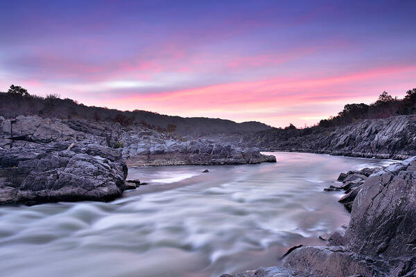 great Falls Park Poster featuring the photograph Great Falls Park - Potomac River Sunrise by Brendan Reals