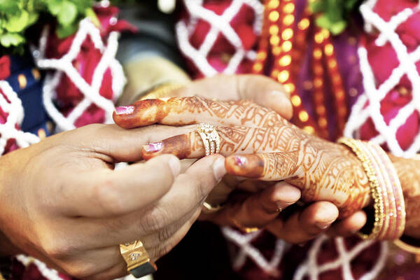 Horizontal Poster featuring the photograph Great Hindu Wedding With this ring I thee by Kantilal Patel