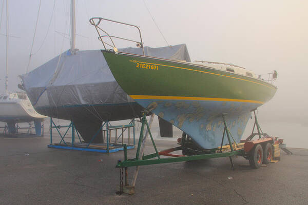 Boat Poster featuring the photograph Green Sail Boat by Jim Vance