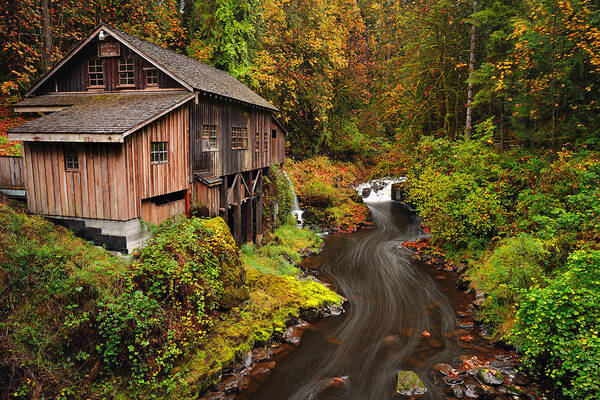 Autumn Poster featuring the photograph Grist Mill in Autumn by Andrew Kumler