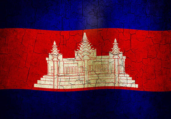 Aged Poster featuring the digital art Grunge Cambodia flag by Steve Ball