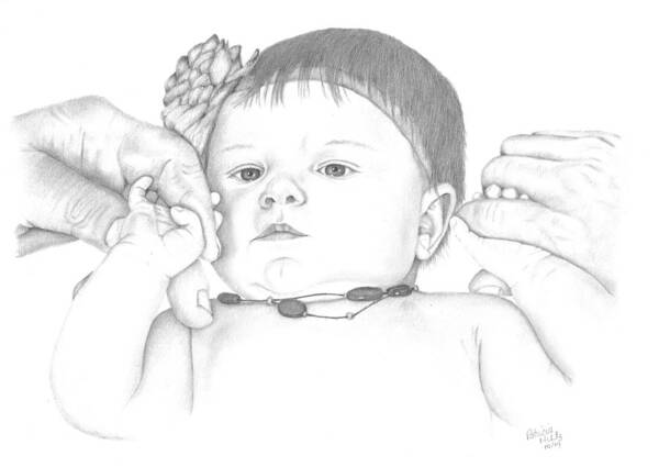 Baby Poster featuring the drawing Guiding Hands by Patricia Hiltz