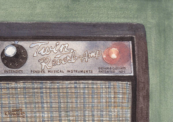 Guitar Poster featuring the painting Guitar Amp Sketch by Ken Powers