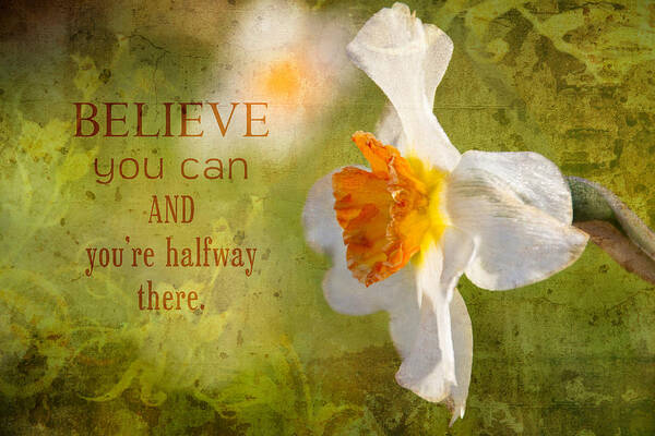 Flower Artwork Poster featuring the photograph Halfway There with Message by Mary Buck