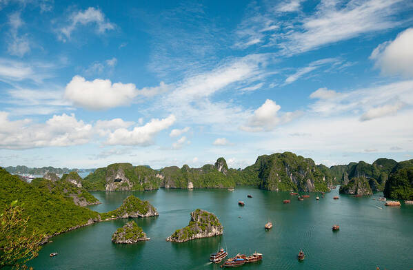 Halong Bay Poster featuring the photograph Seascape of Halong bay in the Pacific Ocean, Vietnam by Michalakis Ppalis