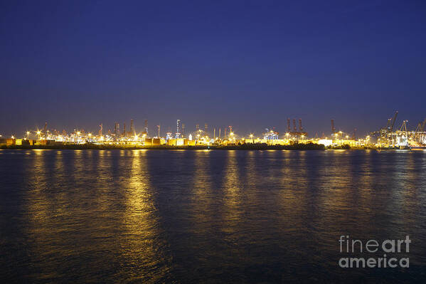 2014 Poster featuring the photograph Hamburg Harbor Skyline by Jannis Werner