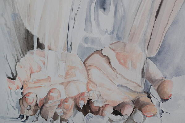 Hands Poster featuring the painting Hands in Water by Teresa Smith